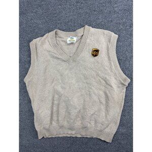 VNTG UPS United Parcel Service Uniform Sweater Vest Men's L Beige  USA Made